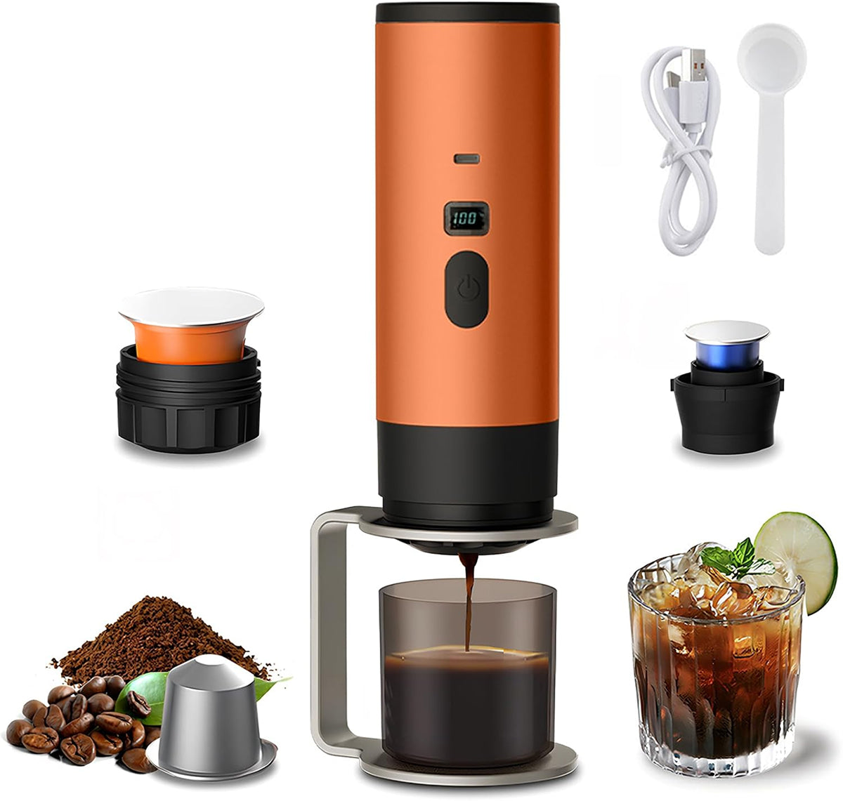 Portable Espresso Maker - Handheld Mini Travel Coffee Machine for Camping & Home