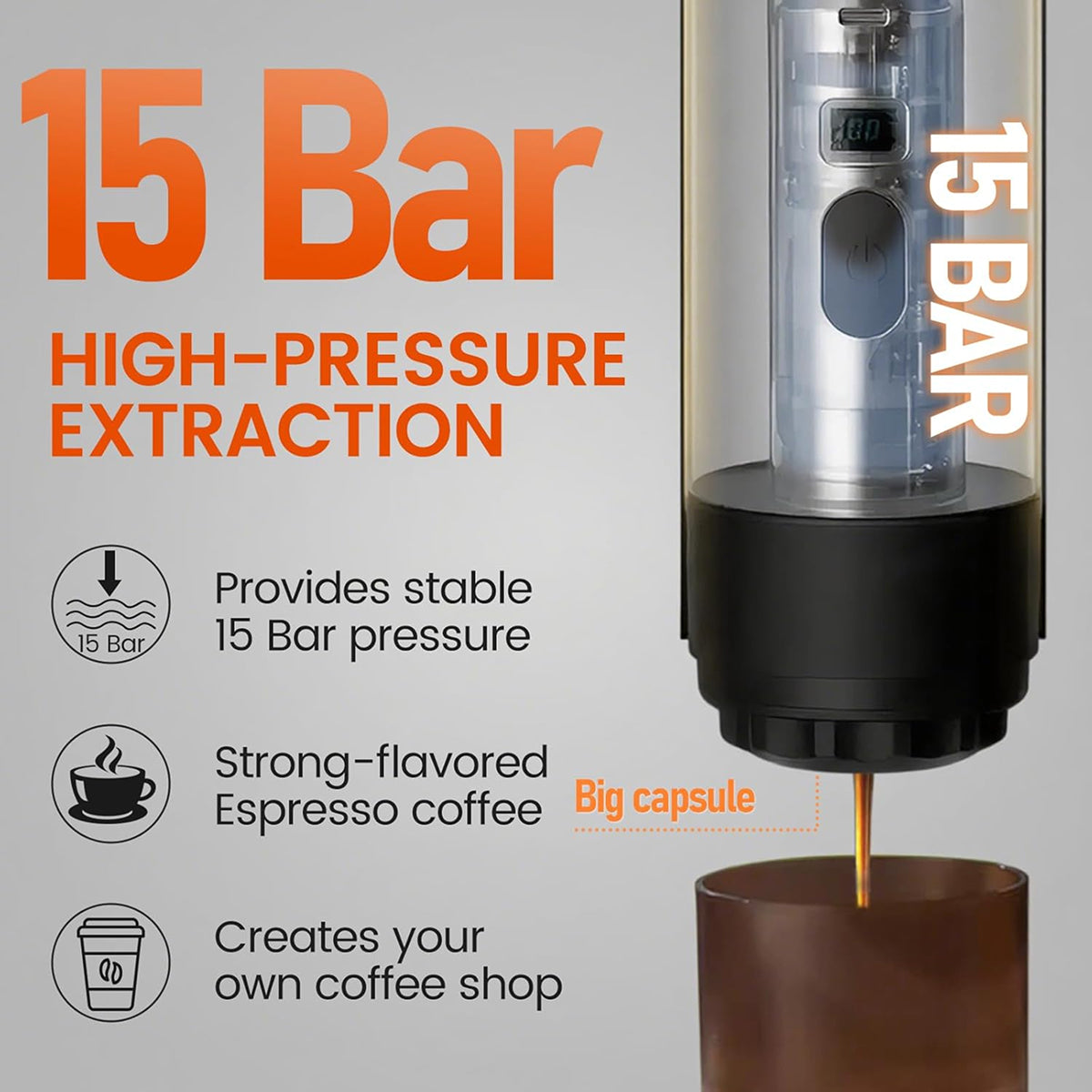 Portable Espresso Maker - Handheld Mini Travel Coffee Machine for Camping & Home