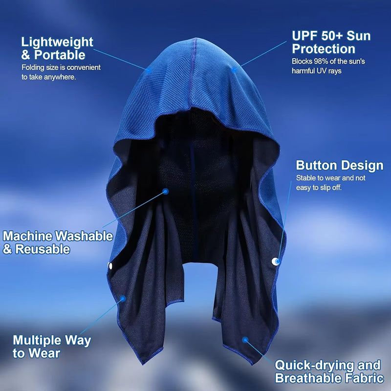 DryColix Cooling Towel Hooded 40+ UV Protection Instant 16°C Relief for Running and Outdoors