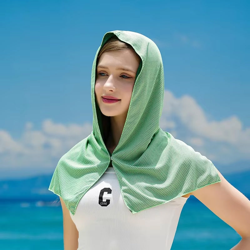 DryColix Cooling Towel Hooded 40+ UV Protection Instant 16°C Relief for Running and Outdoors