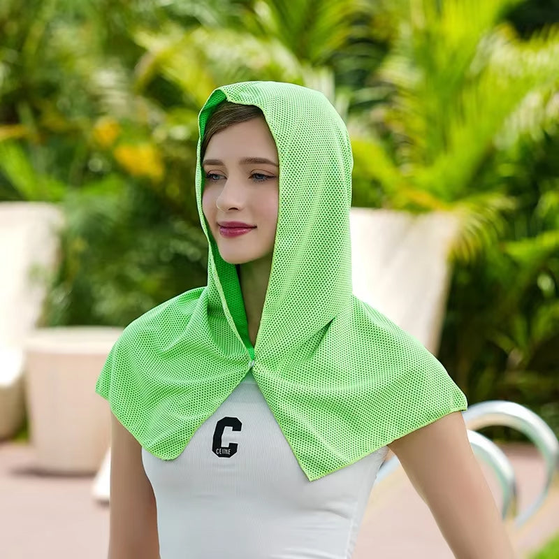 DryColix Cooling Towel Hooded 40+ UV Protection Instant 16°C Relief for Running and Outdoors