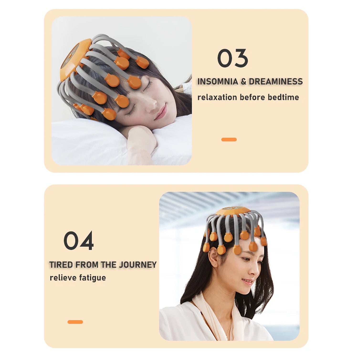 EaseCrano TMS Smart Head Massager with 20-Point Contact System, 5 Specialized Modes and 360° Rotational Therapy