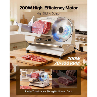EaziCook Electric Meat Slicer 200W Deli Food Slicer with 2 Blades