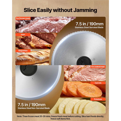 EaziCook Electric Meat Slicer 200W Deli Food Slicer with 2 Blades