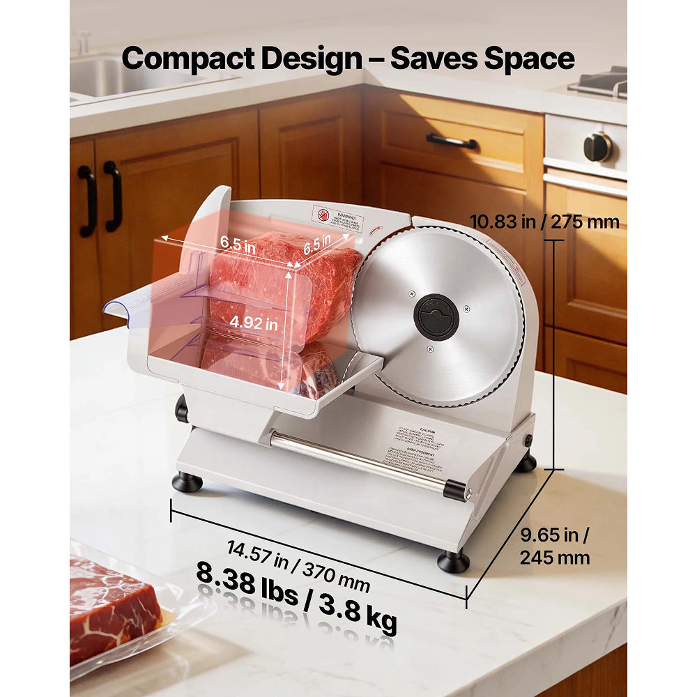 EaziCook Electric Meat Slicer 200W Deli Food Slicer with 2 Blades