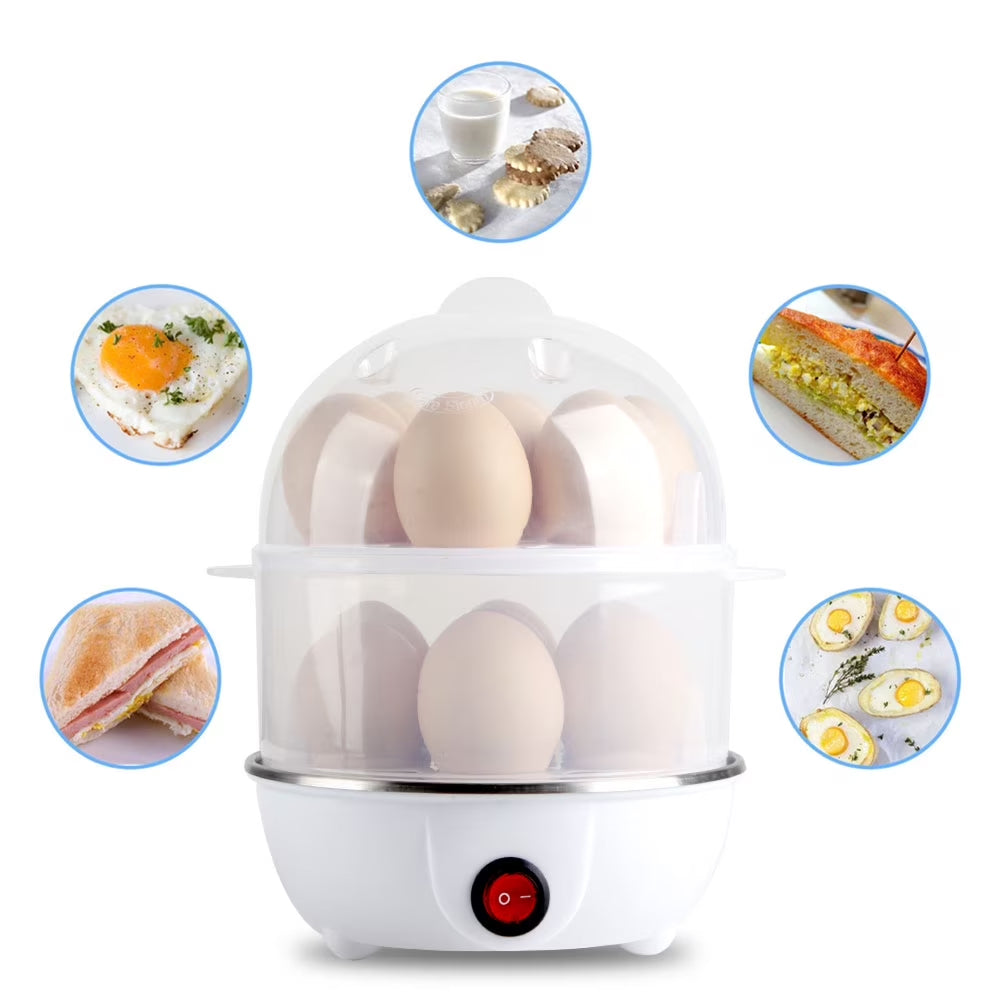 EgiMikix Dual-Layer Electric Egg Cooker with 14-Egg Capacity, Automatic Shut-Off and BPA-Free Steam Technology