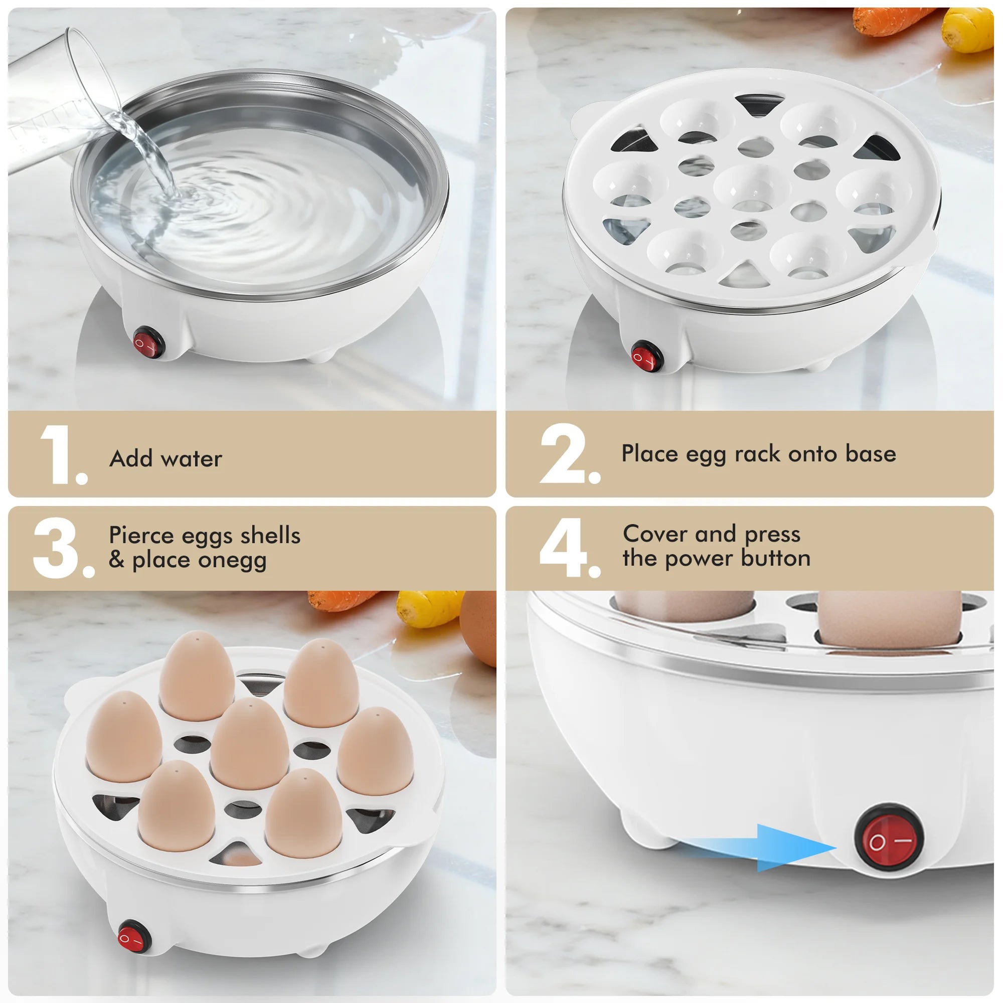 EgiMikix Dual-Layer Electric Egg Cooker with 14-Egg Capacity, Automatic Shut-Off and BPA-Free Steam Technology