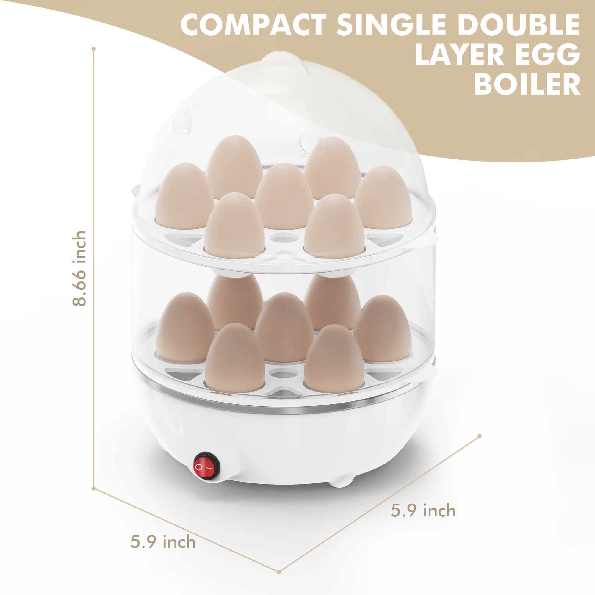 EgiMikix Dual-Layer Electric Egg Cooker with 14-Egg Capacity, Automatic Shut-Off and BPA-Free Steam Technology