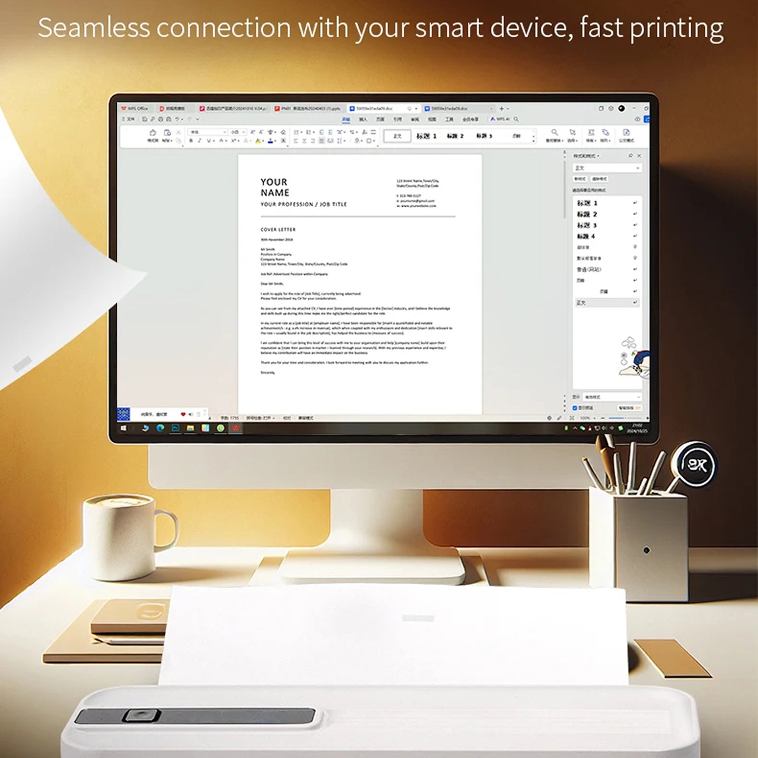 Portable Bluetooth Printer - Wireless Mobile Photo & Document Thermal Printer for Travel and Office