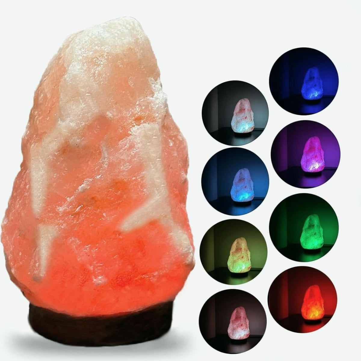 Himalayan Salt Lamp - Natural Crystal Rock Salt Night Light with Wooden Base