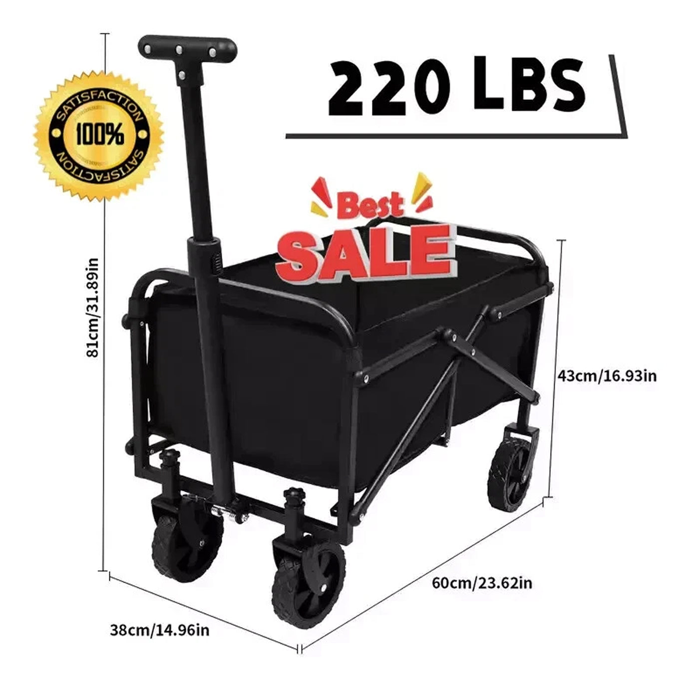 FaxinLika Foldable Wagon 220 lbs Capacity 90 Gallon Outdoor Utility Cart