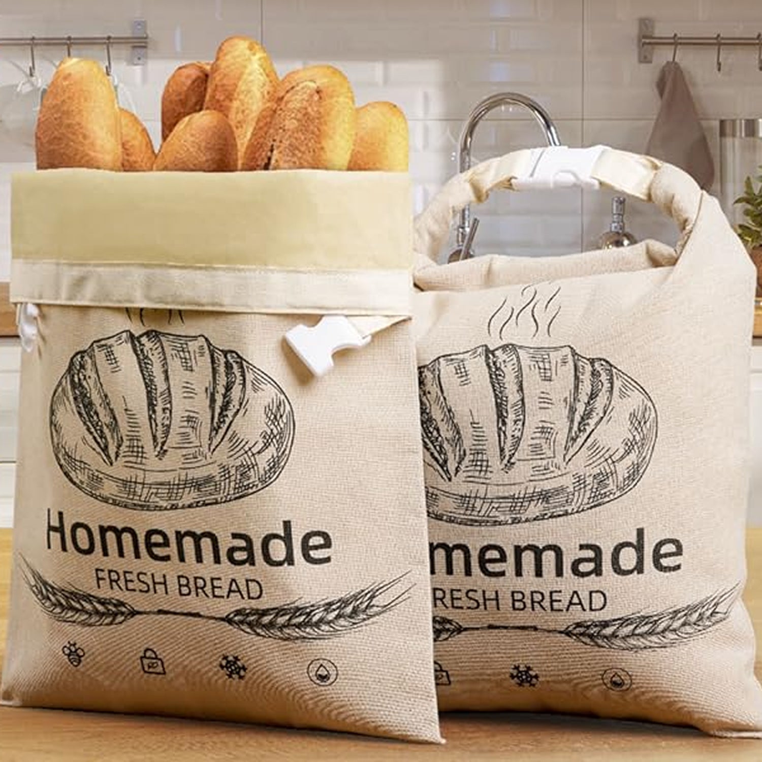 Beeswax Bread Bag Linen 17x12.6in Keeps Fresh 7 Days Freezer-Safe Reusable BeeBredix