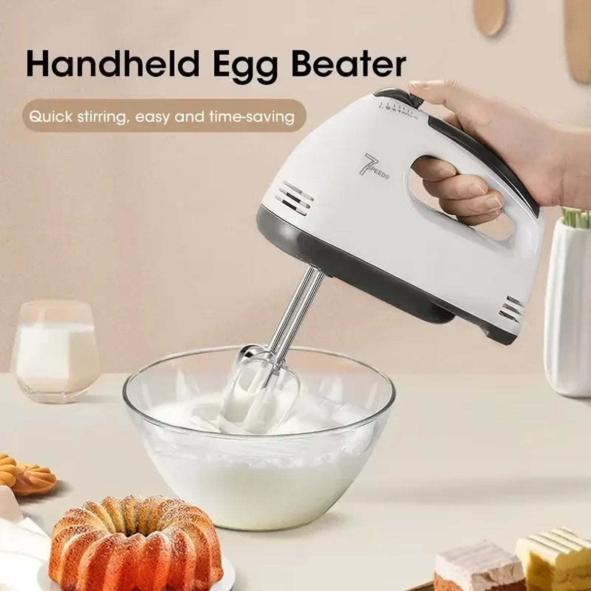 Electric Handheld Food Mixer for Kitchen Baking and Cooking with Attachments