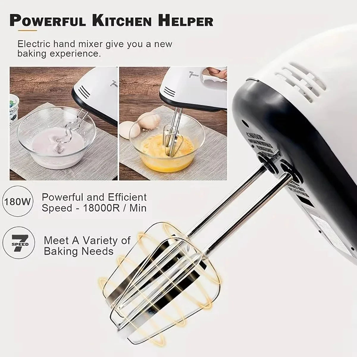 Electric Handheld Food Mixer for Kitchen Baking and Cooking with Attachments
