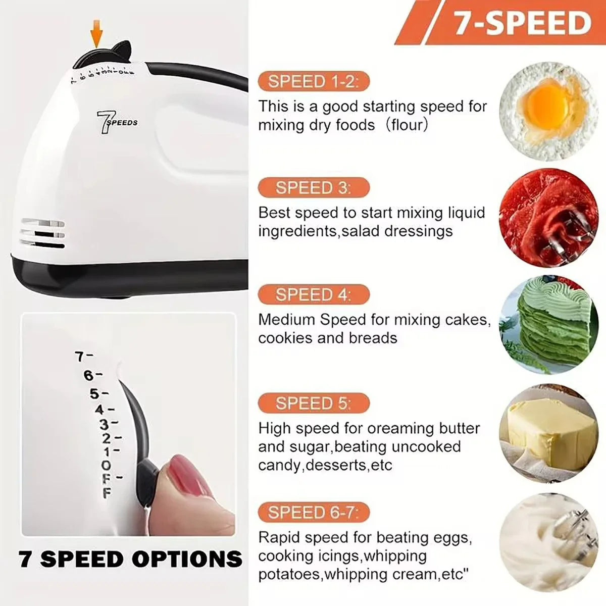 Electric Handheld Food Mixer for Kitchen Baking and Cooking with Attachments