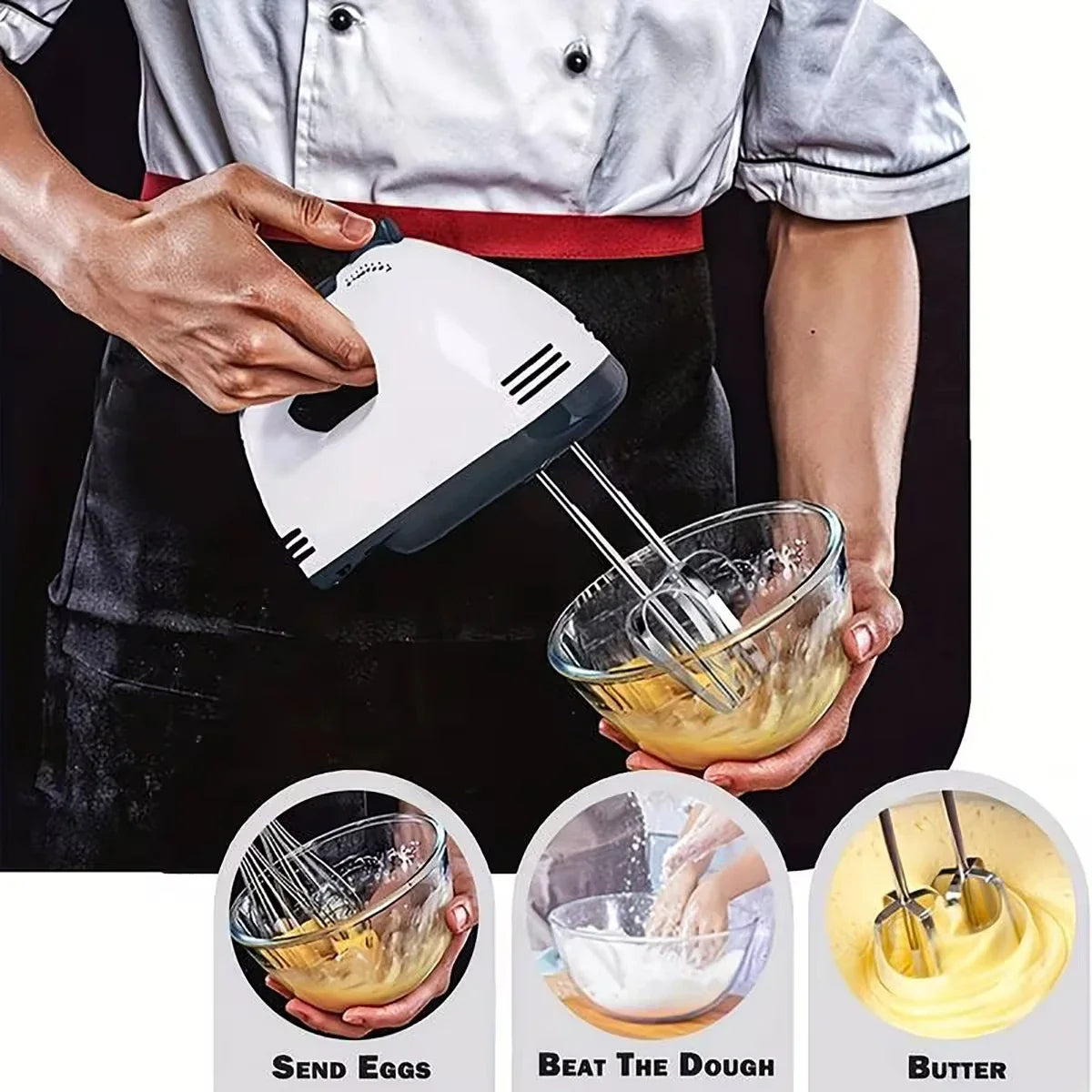 Electric Handheld Food Mixer for Kitchen Baking and Cooking with Attachments