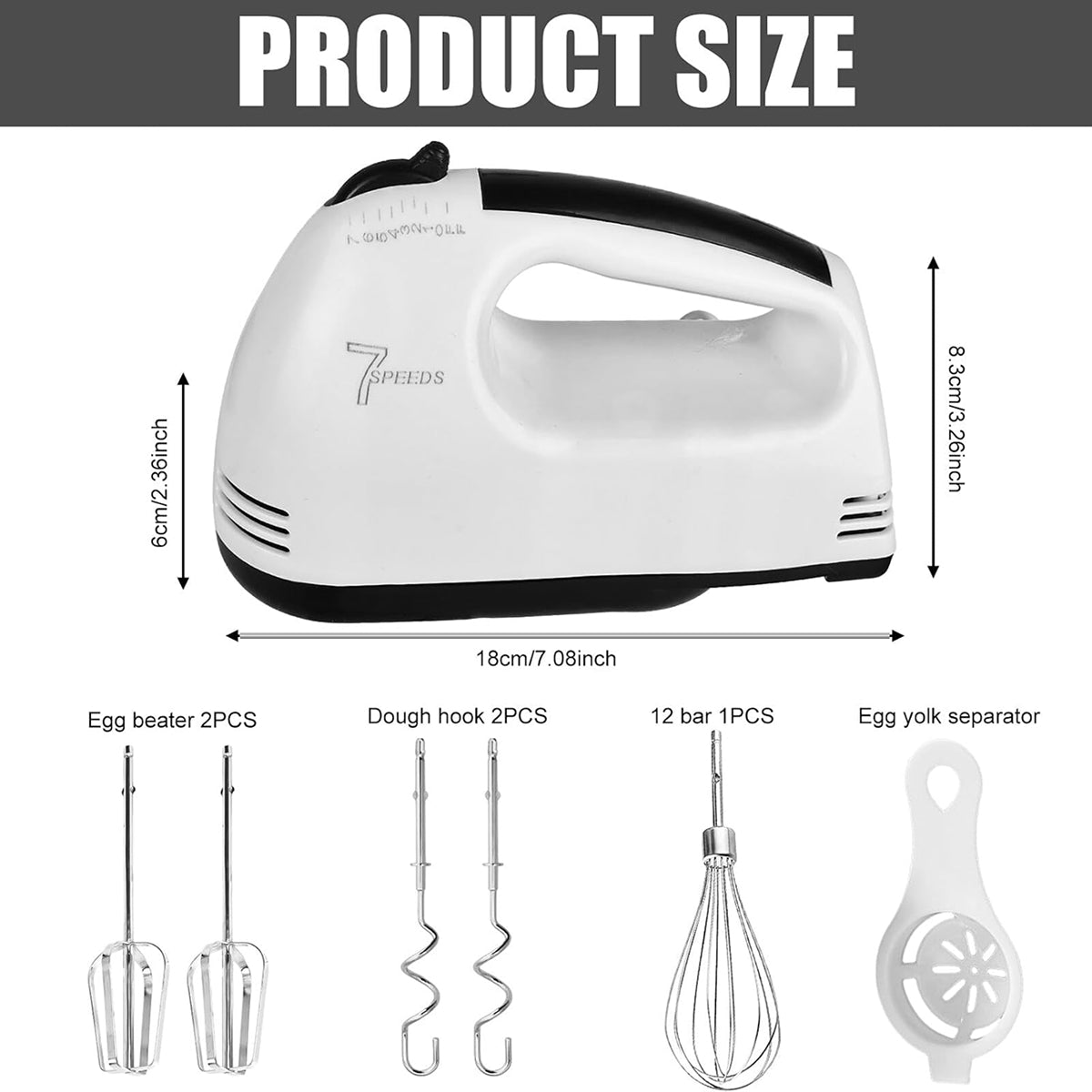 Electric Handheld Food Mixer for Kitchen Baking and Cooking with Attachments