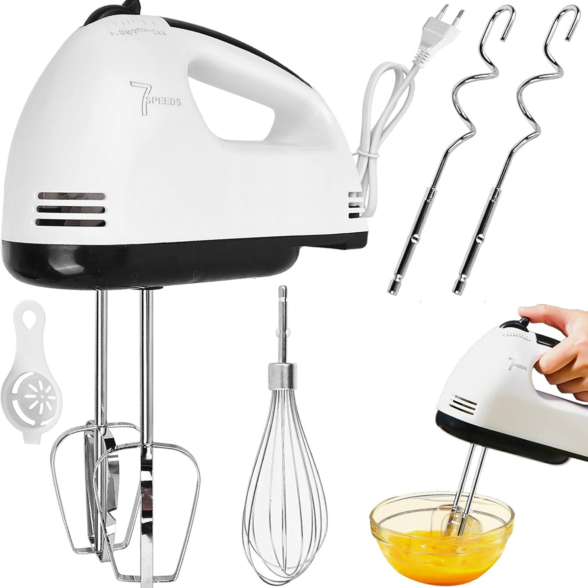 Electric Handheld Food Mixer for Kitchen Baking and Cooking with Attachments