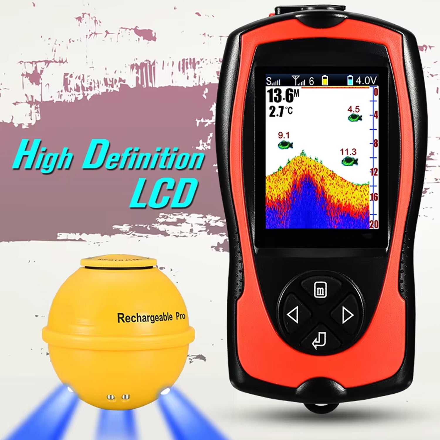 FixDerix Wireless Fish Finder 150m Range Portable Sonar with 2.4