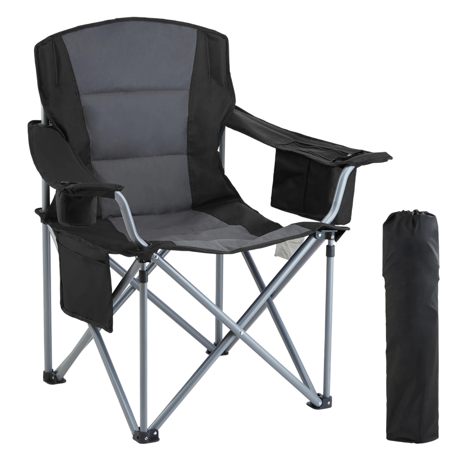 FisliChax Portable Fishing Chair 350 lbs Capacity Cooler Bag High Backrest 600D Oxford Foldable