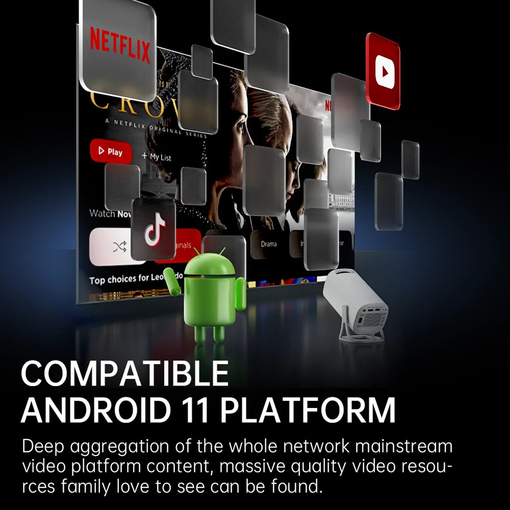 FixPromi Portable Mini Projector Android 11, 120 ANSI 720P HD Smart Projector