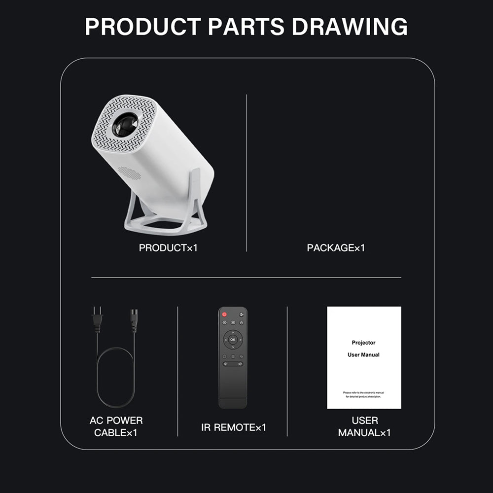 FixPromi Portable Mini Projector Android 11, 120 ANSI 720P HD Smart Projector