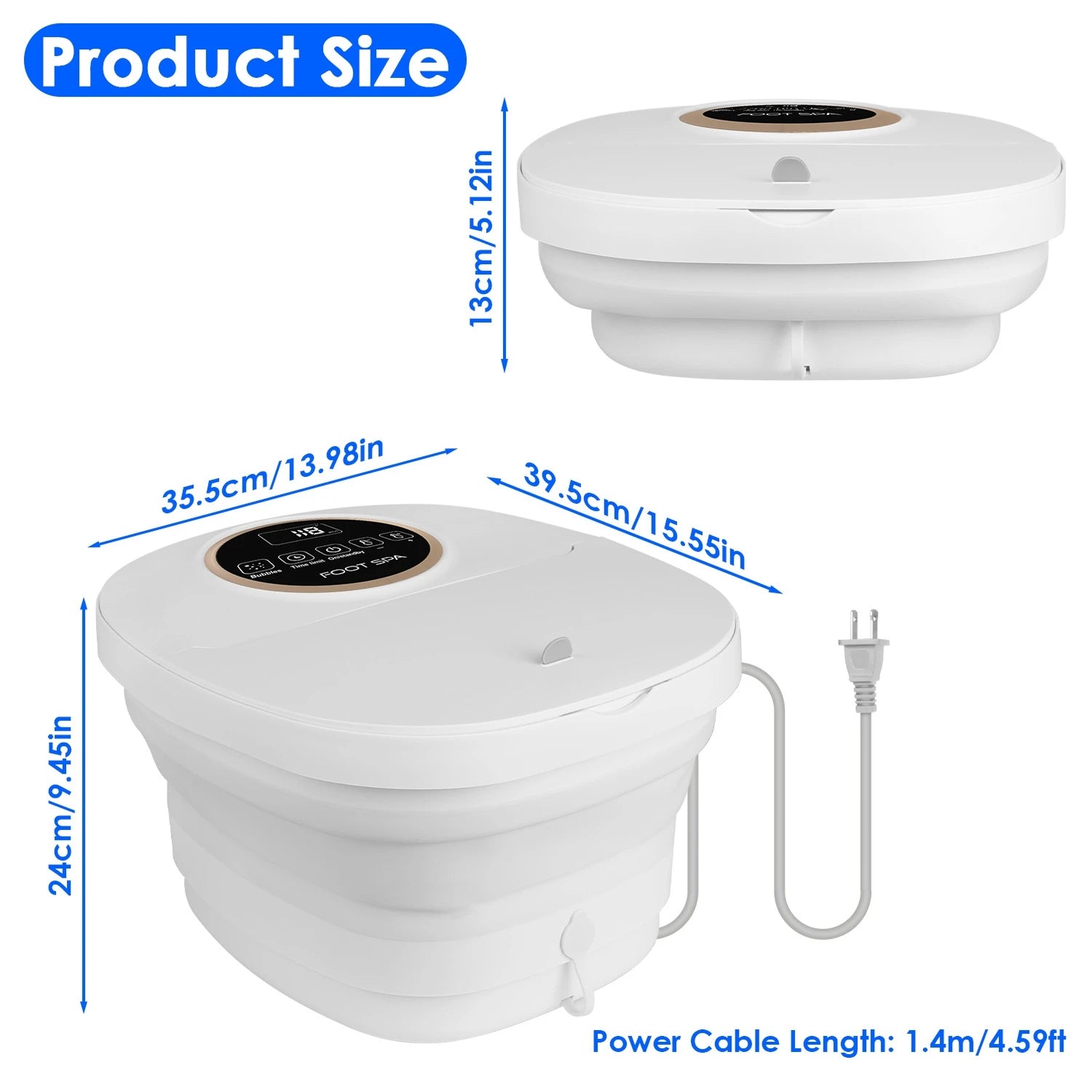 Collapsible Foot Spa Massager with Heat 11L Tub PTC Fast Heating Remote Control FotixBath