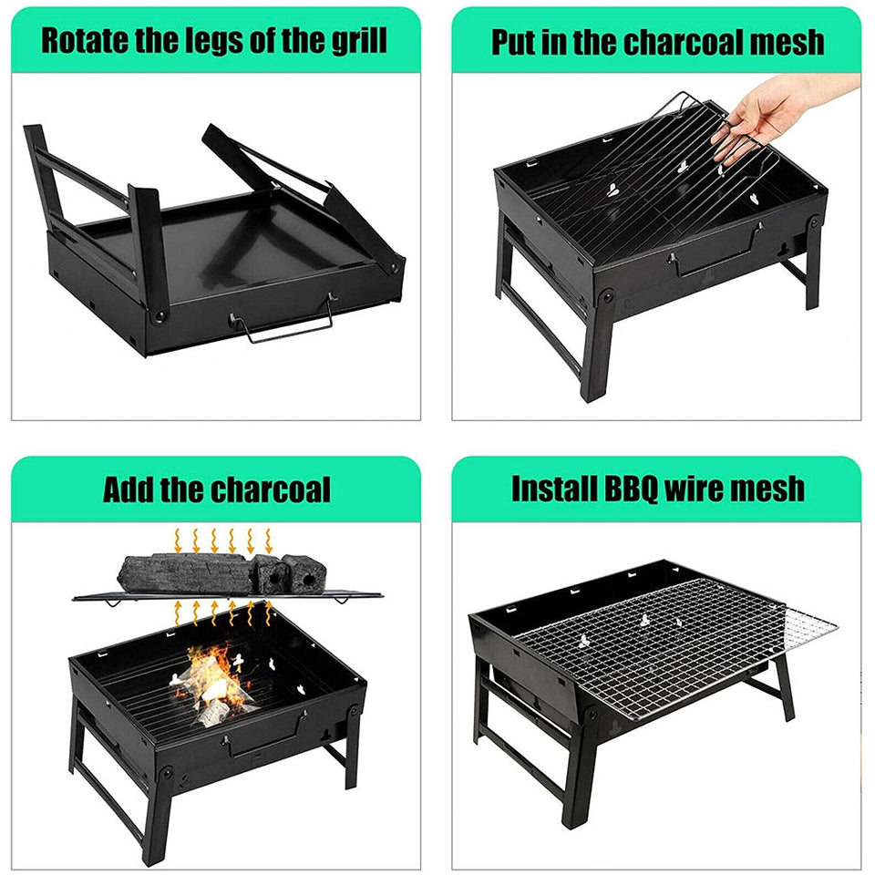 GalisCook Portable Tailgate Charcoal Grill - Foldable & Compact