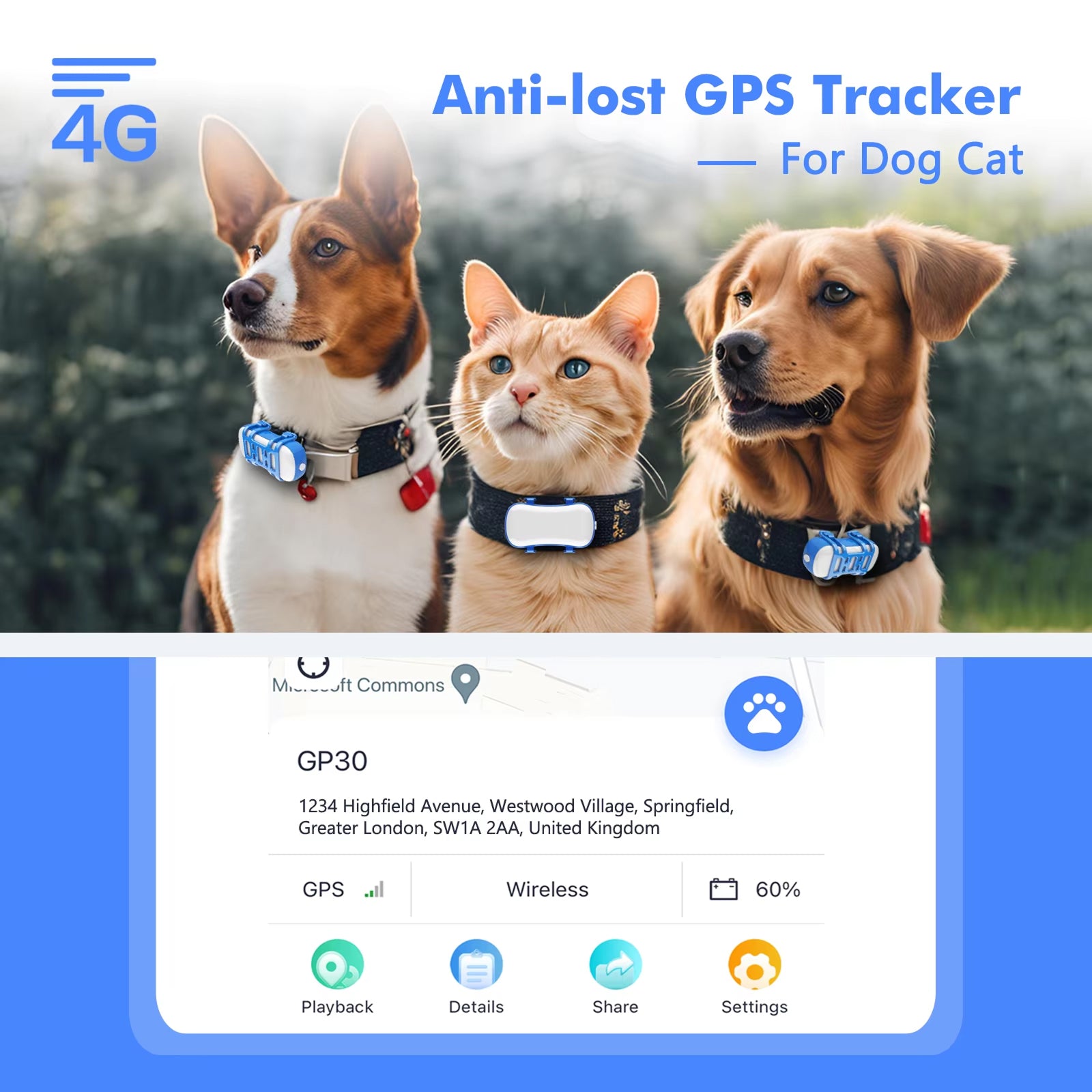 GeoPapup Dog GPS Tracker with 15-Day Battery, Instant Escape Alerts, IP67 Waterproofing and Dual-Mode Tracking