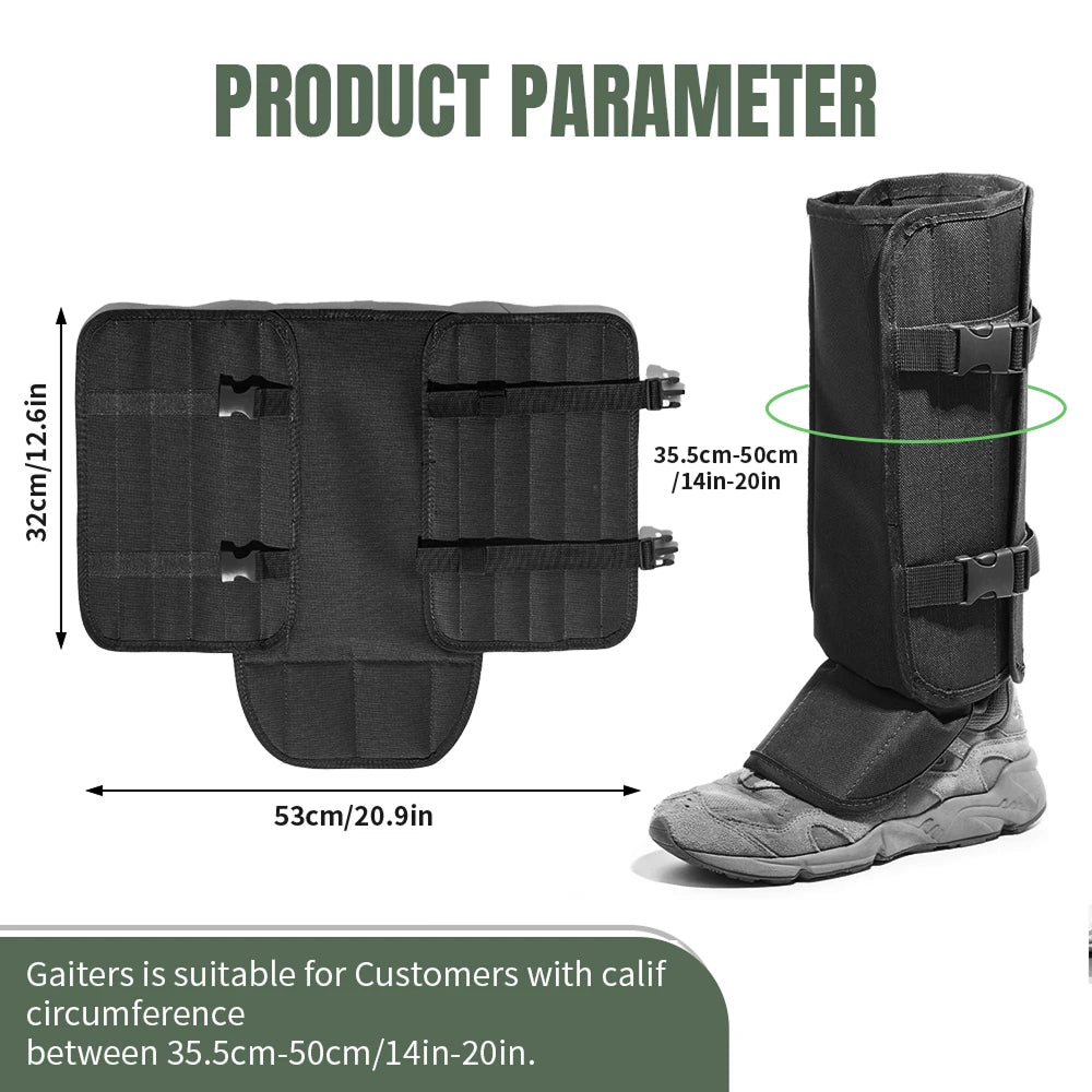 Snake Gaiters Waterproof Lower Leg Guard Cover for Outdoor Hiking Hunting Fishing