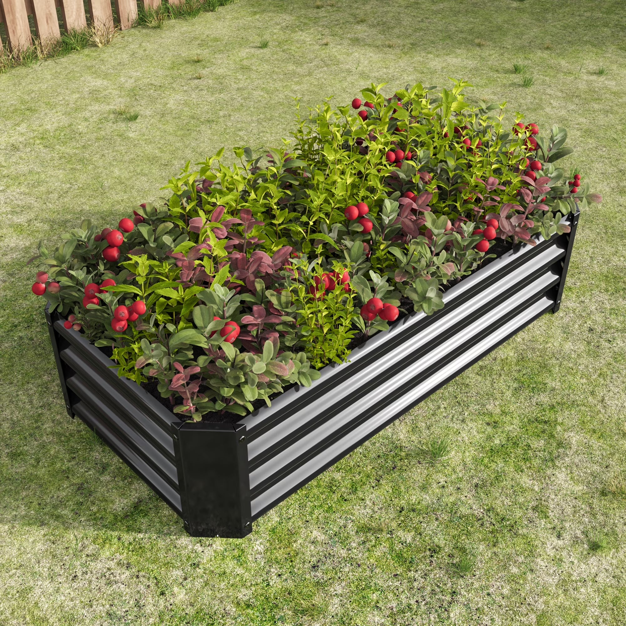 GoxiVamin Raised Garden Bed Galvanized Steel Planter Box with Safety Edges & Support Bars