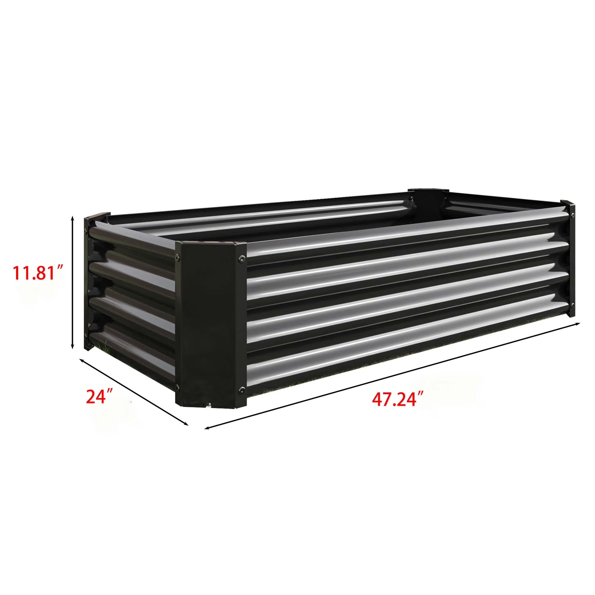 GoxiVamin Raised Garden Bed Galvanized Steel Planter Box with Safety Edges & Support Bars