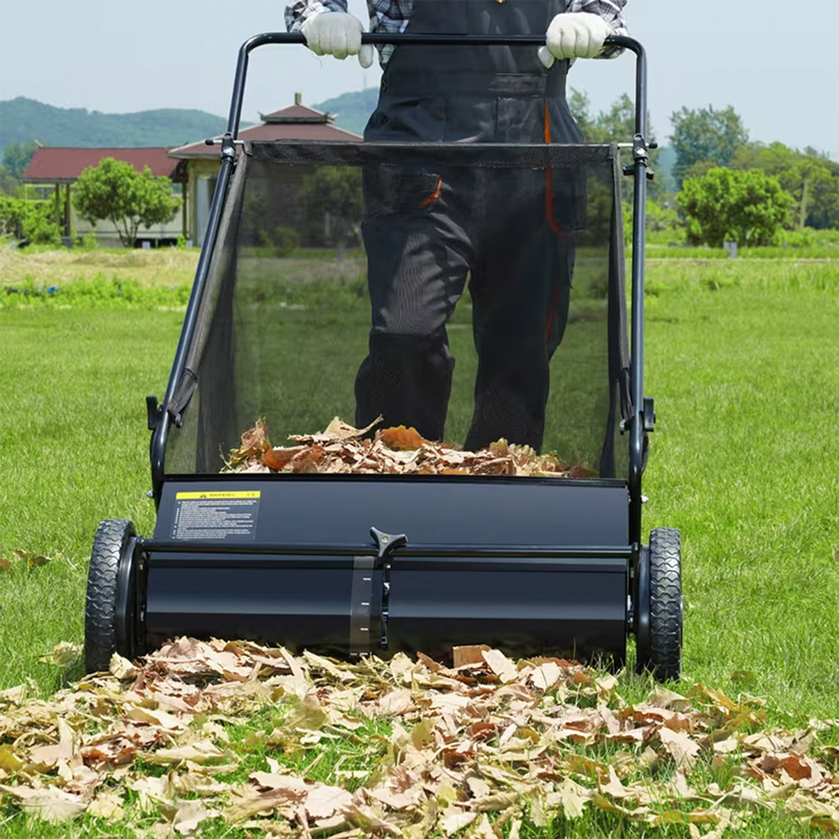 Lawn Sweeper Tow Behind & Push Lawn Sweeper for Leaf & Grass Collection