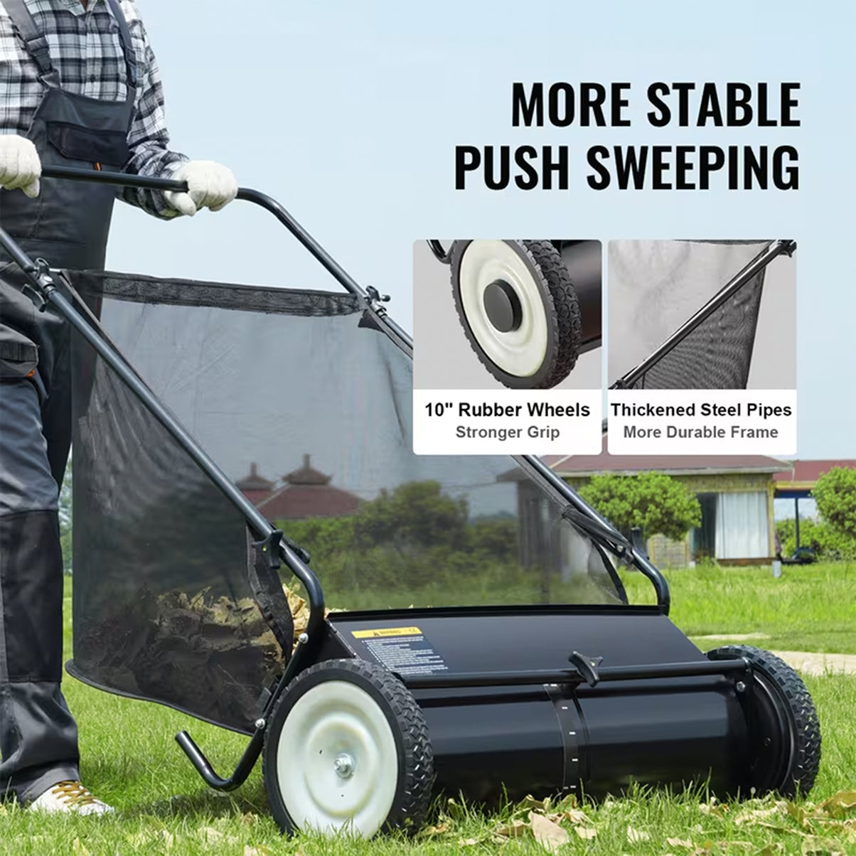 Lawn Sweeper Tow Behind & Push Lawn Sweeper for Leaf & Grass Collection