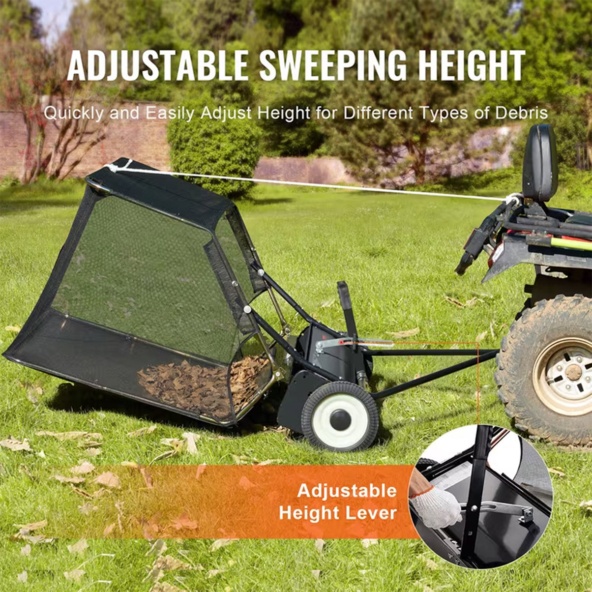 Lawn Sweeper Tow Behind & Push Lawn Sweeper for Leaf & Grass Collection
