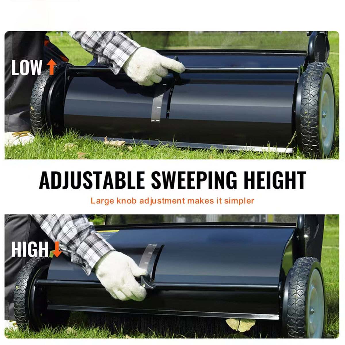Lawn Sweeper Tow Behind & Push Lawn Sweeper for Leaf & Grass Collection