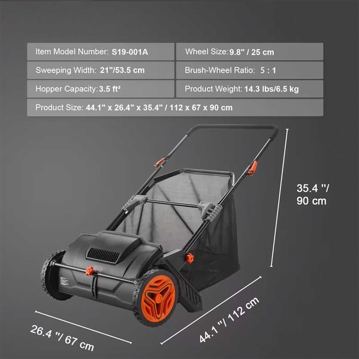 Lawn Sweeper Tow Behind & Push Lawn Sweeper for Leaf & Grass Collection