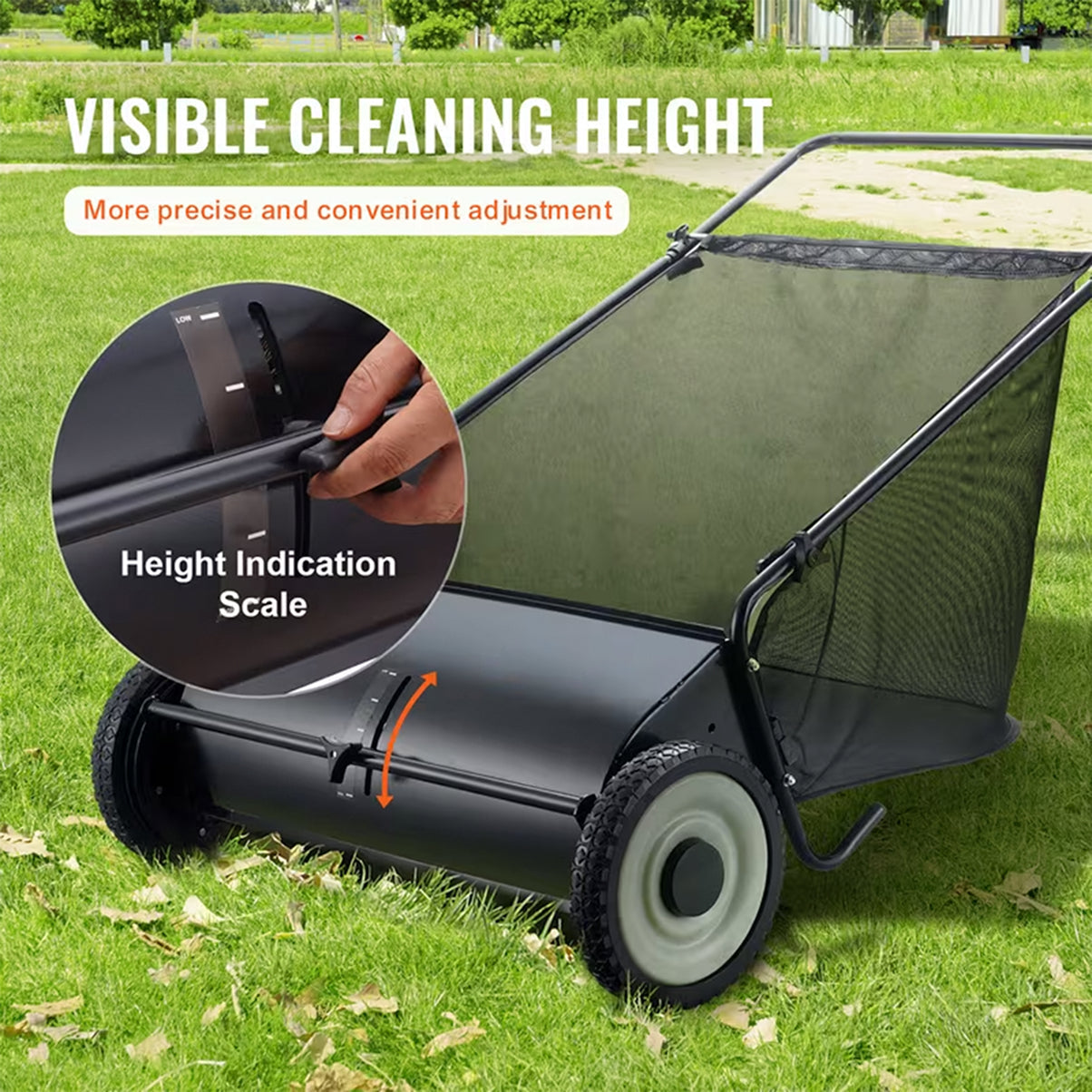 Lawn Sweeper Tow Behind & Push Lawn Sweeper for Leaf & Grass Collection