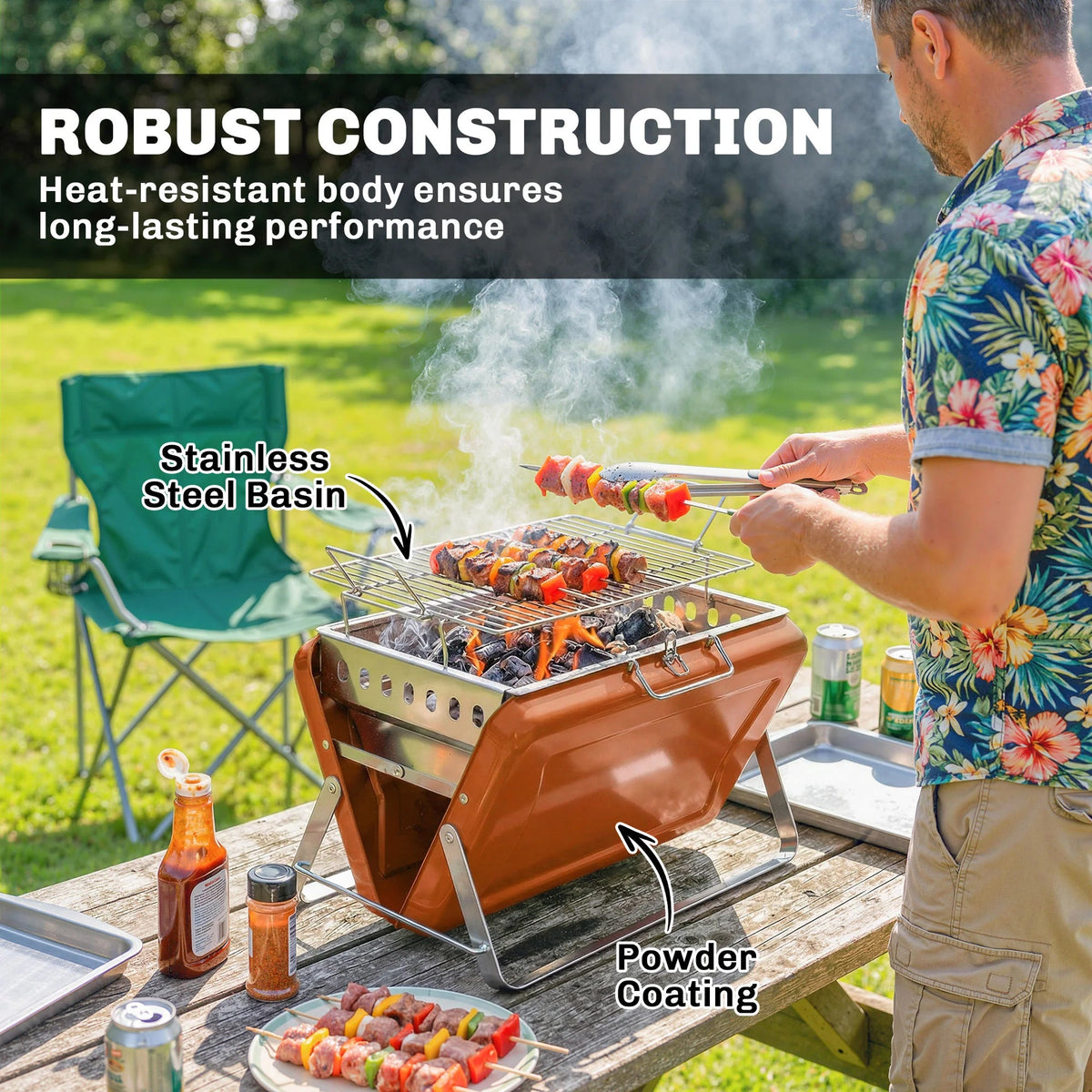 Portable Propane Gas Tailgate Grill for Outdoor Camping & Tailgating