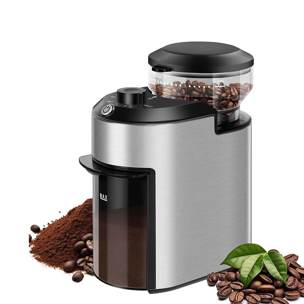 GrixFeni Precision Burr Coffee Grinder with 28 Grind Settings, Anti-Static Technology and 2–12 Cup Adjustable Capacity