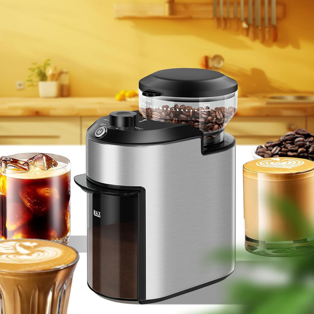 GrixFeni Precision Burr Coffee Grinder with 28 Grind Settings, Anti-Static Technology and 2–12 Cup Adjustable Capacity