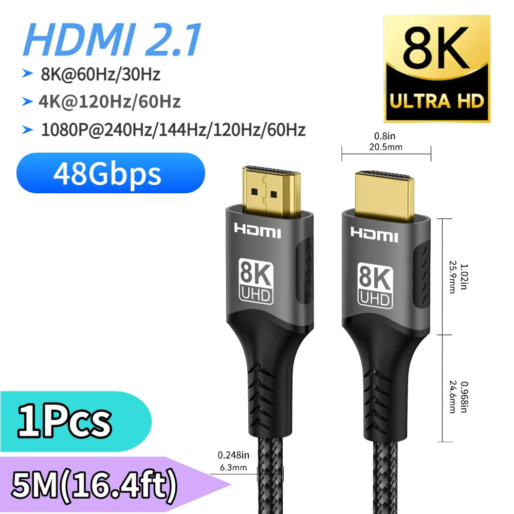 HimiBlixa 8K HDMI Cable Ultra High Speed 48Gbps