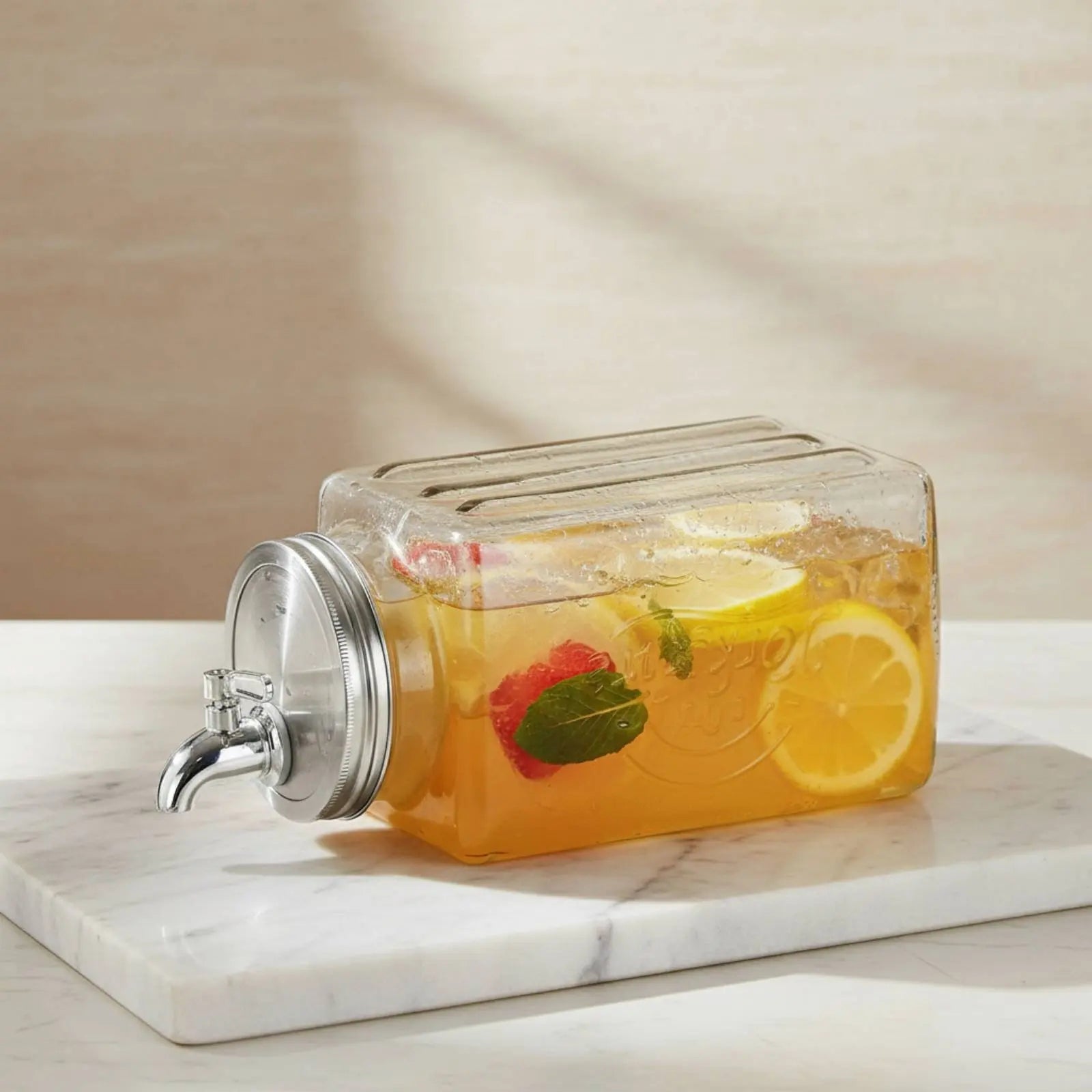HionFrax Glass Drink Dispenser 3-Liter with Anti-Clog Spigot & Airtight Lid