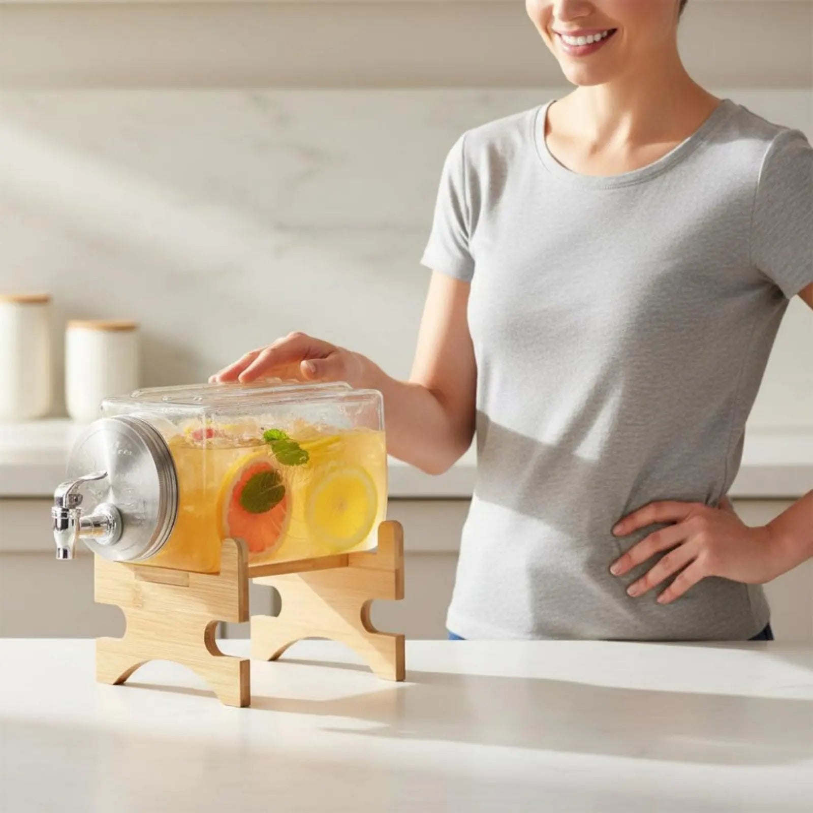 HionFrax Glass Drink Dispenser 3-Liter with Anti-Clog Spigot & Airtight Lid