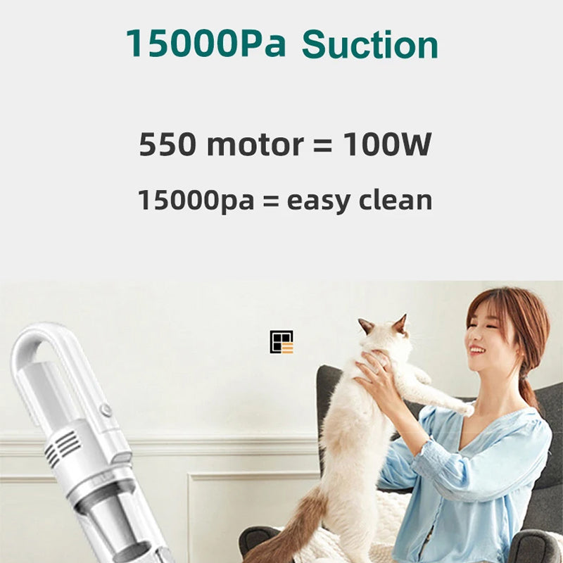 HomixVat Cordless Vacuum Cleaner 15000Pa Suction with 5-Layer Filtration, LED Lights and Dual 4000mAh Battery