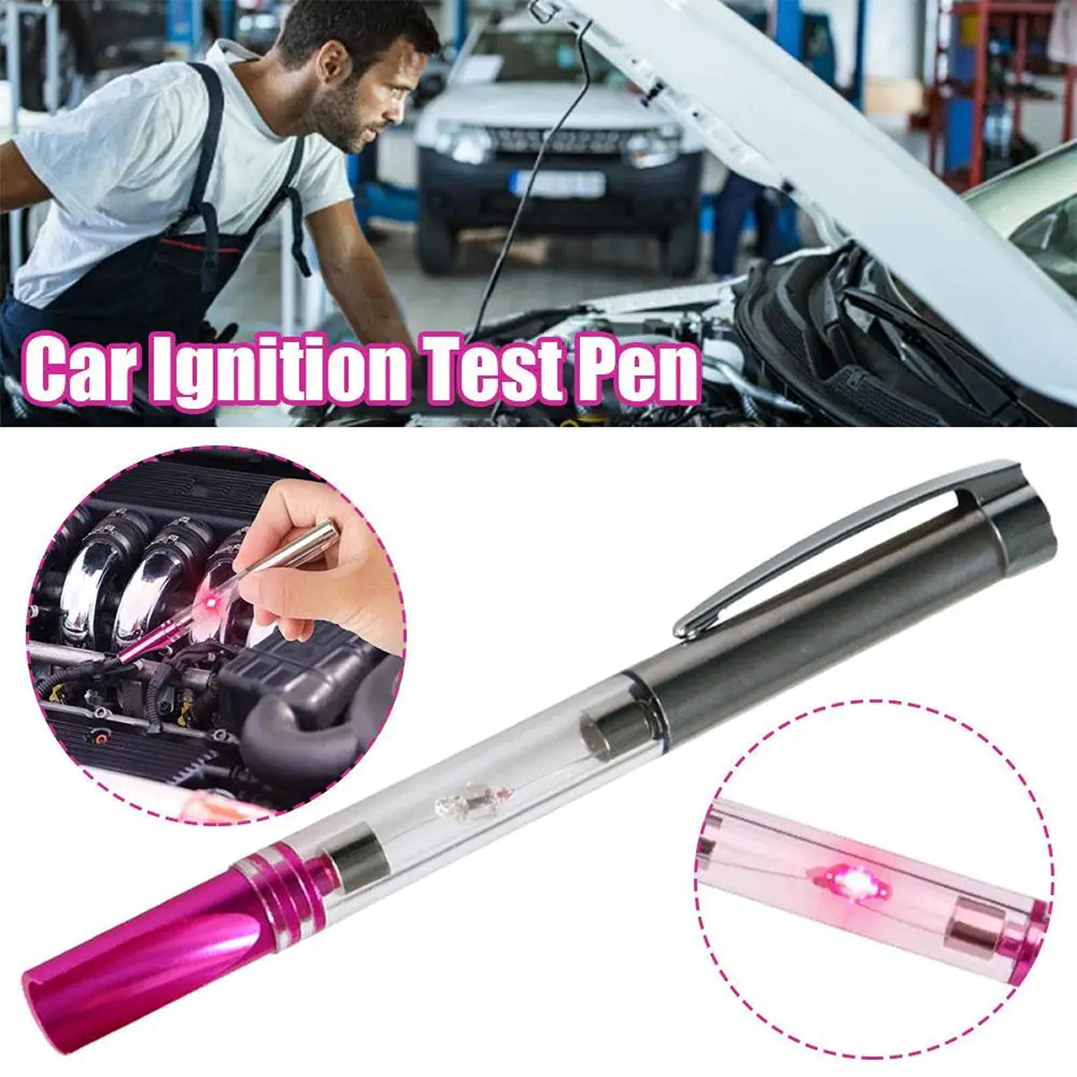 12V In Line Ignition Coil Tester Pen Car Spark Plug Diagnostic Tool Aluminum IgrinLaxo