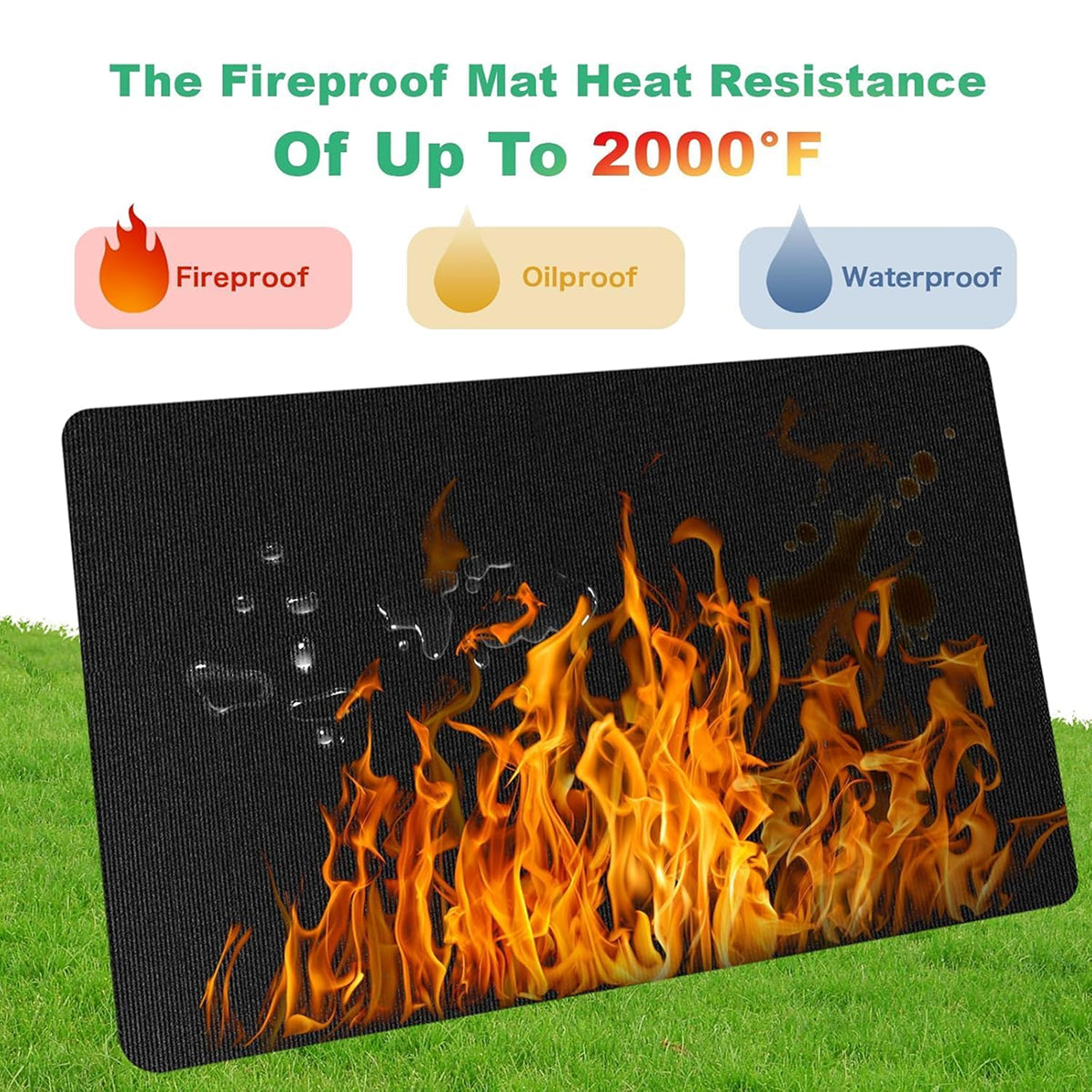 JoliBanix 90x52 Inch Under Grill Mat 2000F Fireproof 3 Layer BBQ Floor Protector