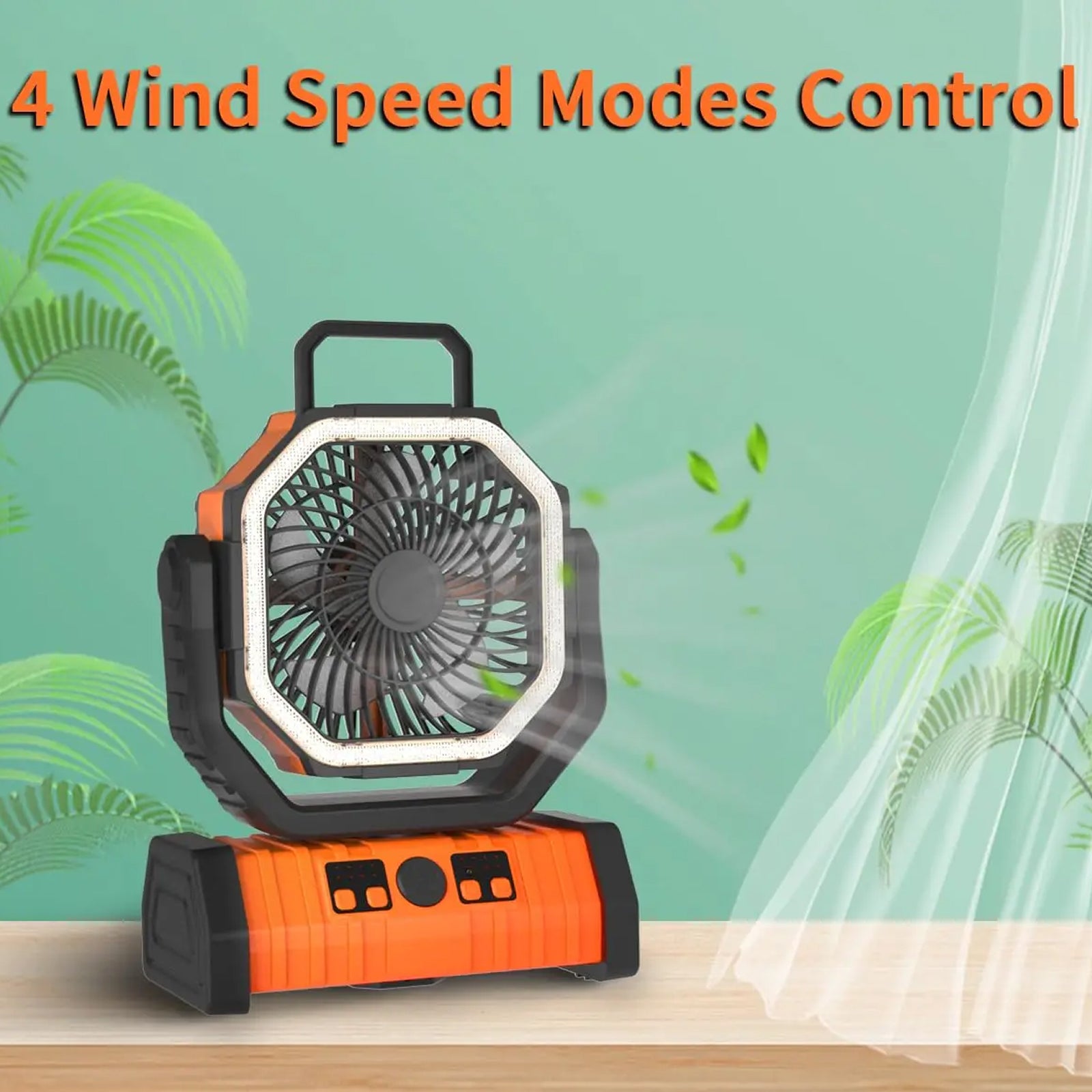 JoyWica Camping Fan 9000mAh Battery 58H Runtime Oscillating with LED Lantern and Power Bank