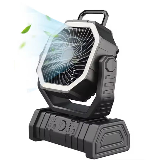 JoyWica Camping Fan 9000mAh Battery 58H Runtime Oscillating with LED Lantern and Power Bank
