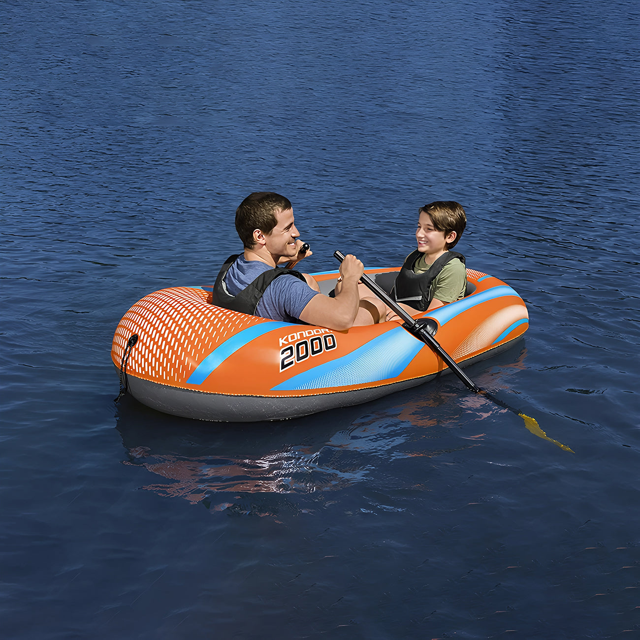KayixMax Inflatable Kayak Heavy-Duty PVC 8-Min Rapid Inflation with Pump and Paddles